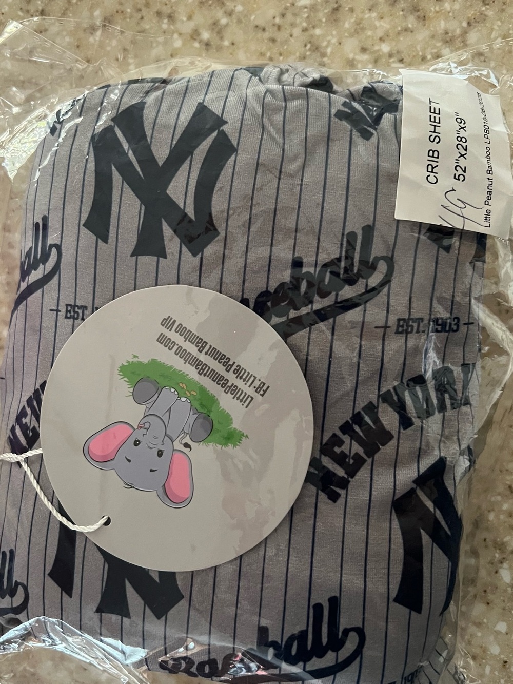 New York yankee Pinstripe Grey Crib Sheet - Baby Bedding
